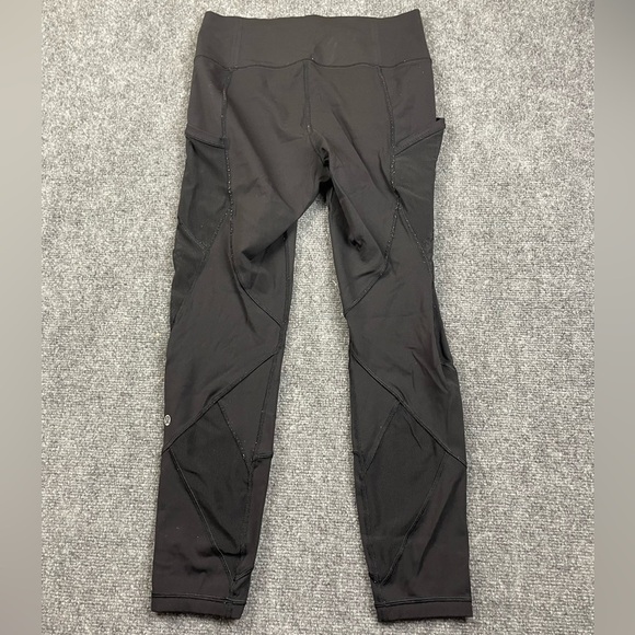 LULULEMON Women’s Black Cropped Mesh sides Leggings Size: 8 - Picture 2 of 11